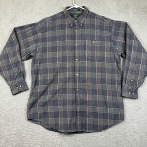 VTG Orvis Plaid Long Sleeve Button‎ Down Shirt Men's XXLT 100% Cotton Casual
